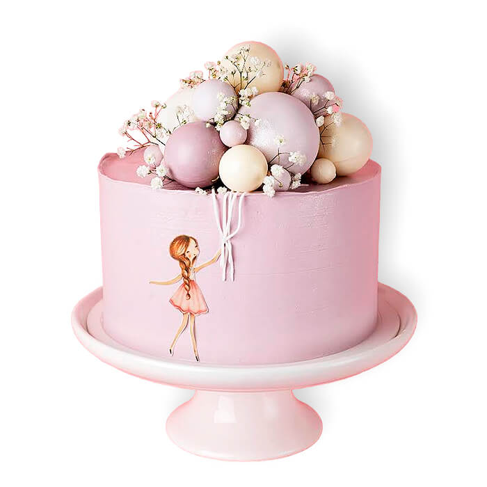 tort liliowy balony