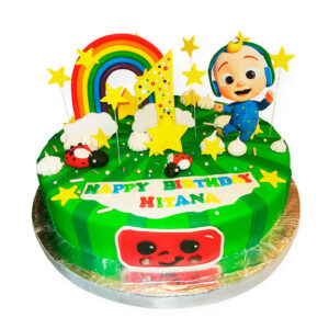 tort cocomelon i tęcza