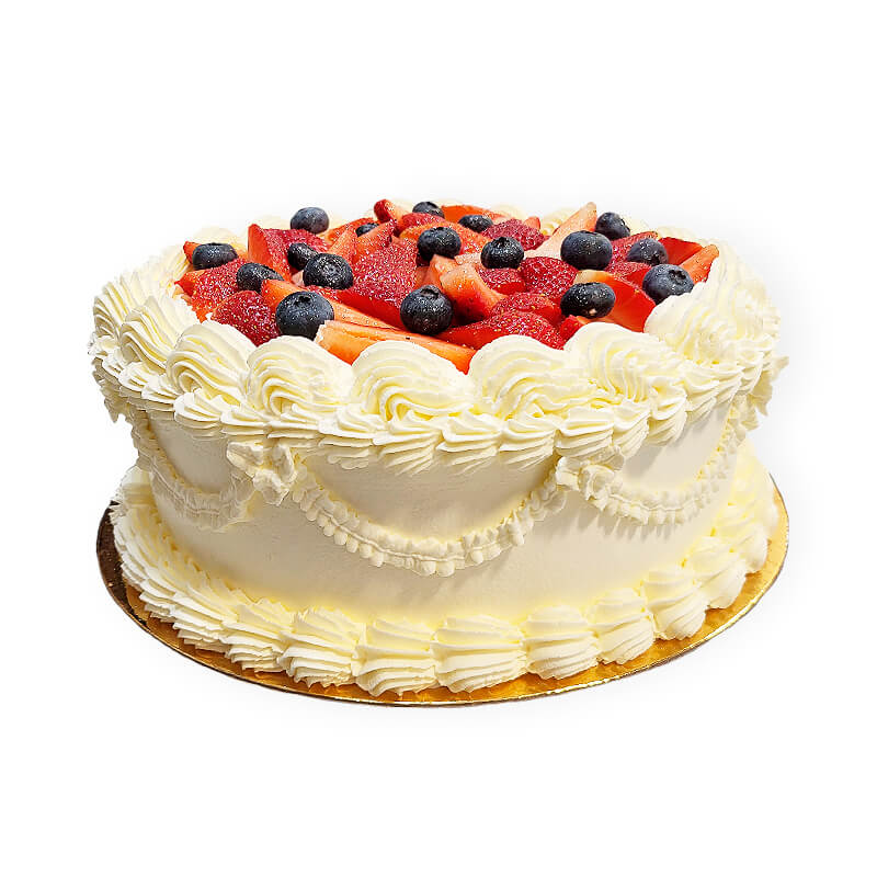 tort biały z owocami